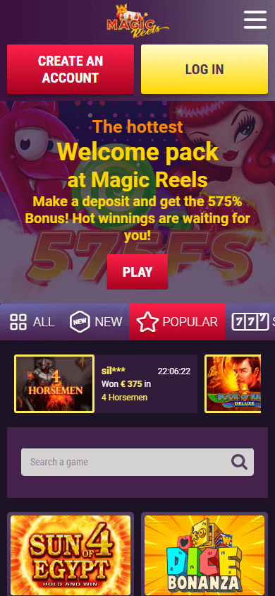 Magic Reels Casino Mobile screenshot